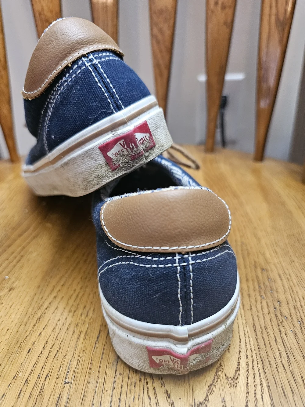 Vans Navy Canvas Low-Top Sneakers with Tan Laces